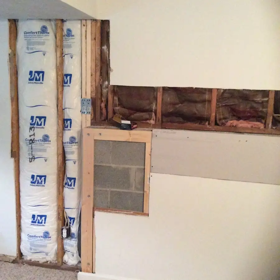 Wall insulation replacement during Basement Flood Cleanup in Centerville